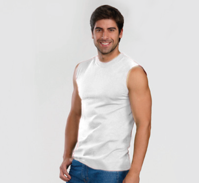 PLAYERA PESO COMPLETO CUELLO REDONDO SIN MANGAS PARA CABALLERO BLANCO S-XL