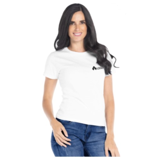 PLAYERA YAZBEK PESO COMPLETO CUELLO REDONDO MANGA CORTA CON SILUETA PARA DAMA BLANCA S-XL (DE LINEA)