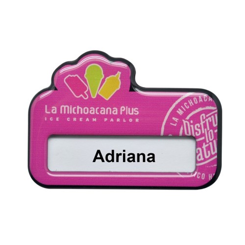 GAFETE CON SILUETA DE ABS  DE APROX  4 CM X 7 CON VENTANA Y RESINADO CON IMAN MINIMO 25 PZAS CON RESINA.   SE PUEDE INTE