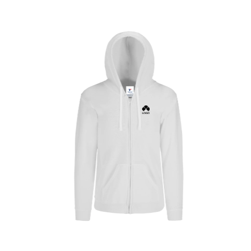 SUDADERA YAZBEK CON CAPUCHA, CANGURERA Y CIERRE UNISEX PARA JOVEN/NIÑO BLANCO