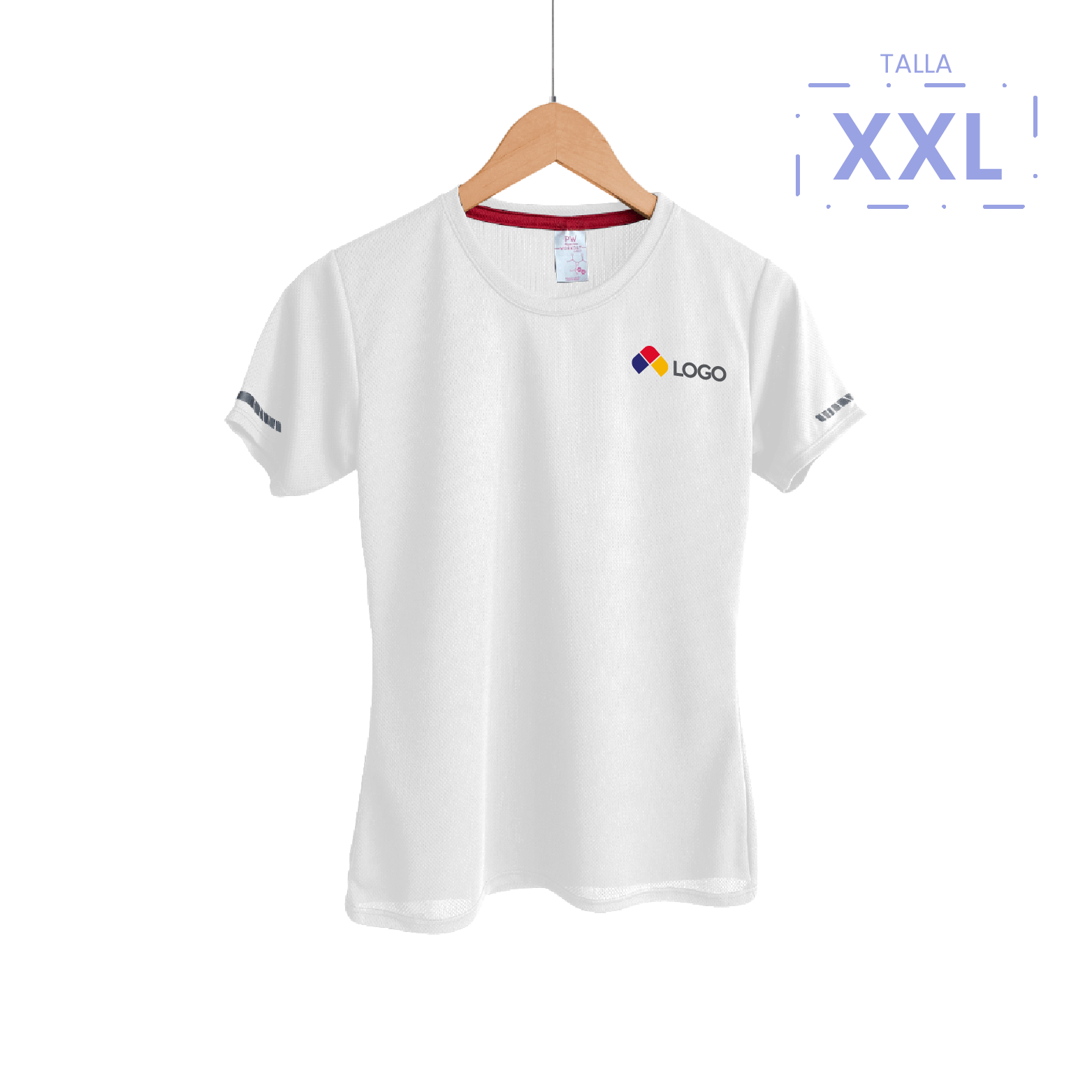 PLAYERA DEPORTIVA CUELLO REDONDO DAMA PLAYERYTEES BLANCO S-XL