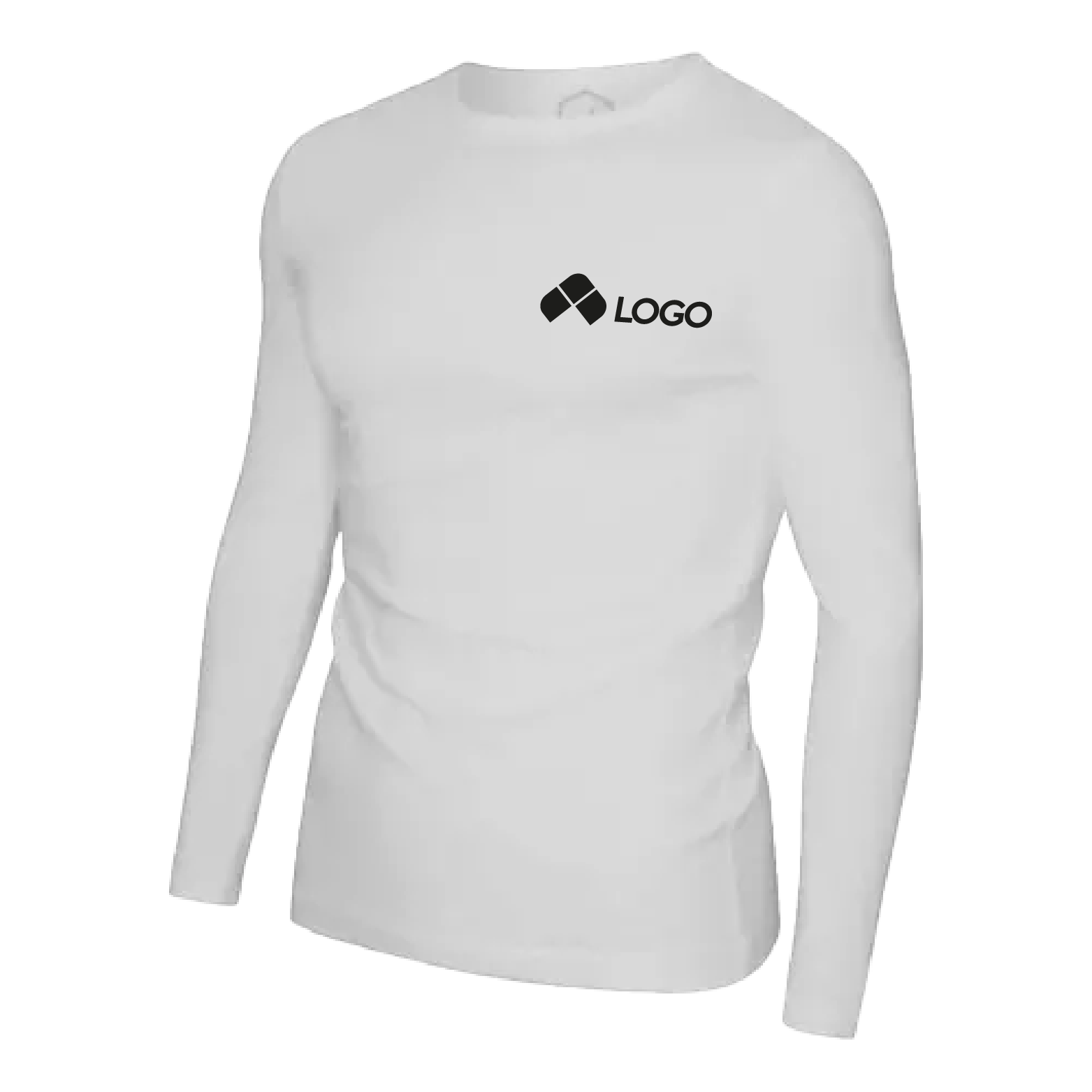 PLAYERA DEPORTIVA CUELLO REDONDO MANGA LARGA CABALLERO PLAYERYTEES BLANCO S-XL