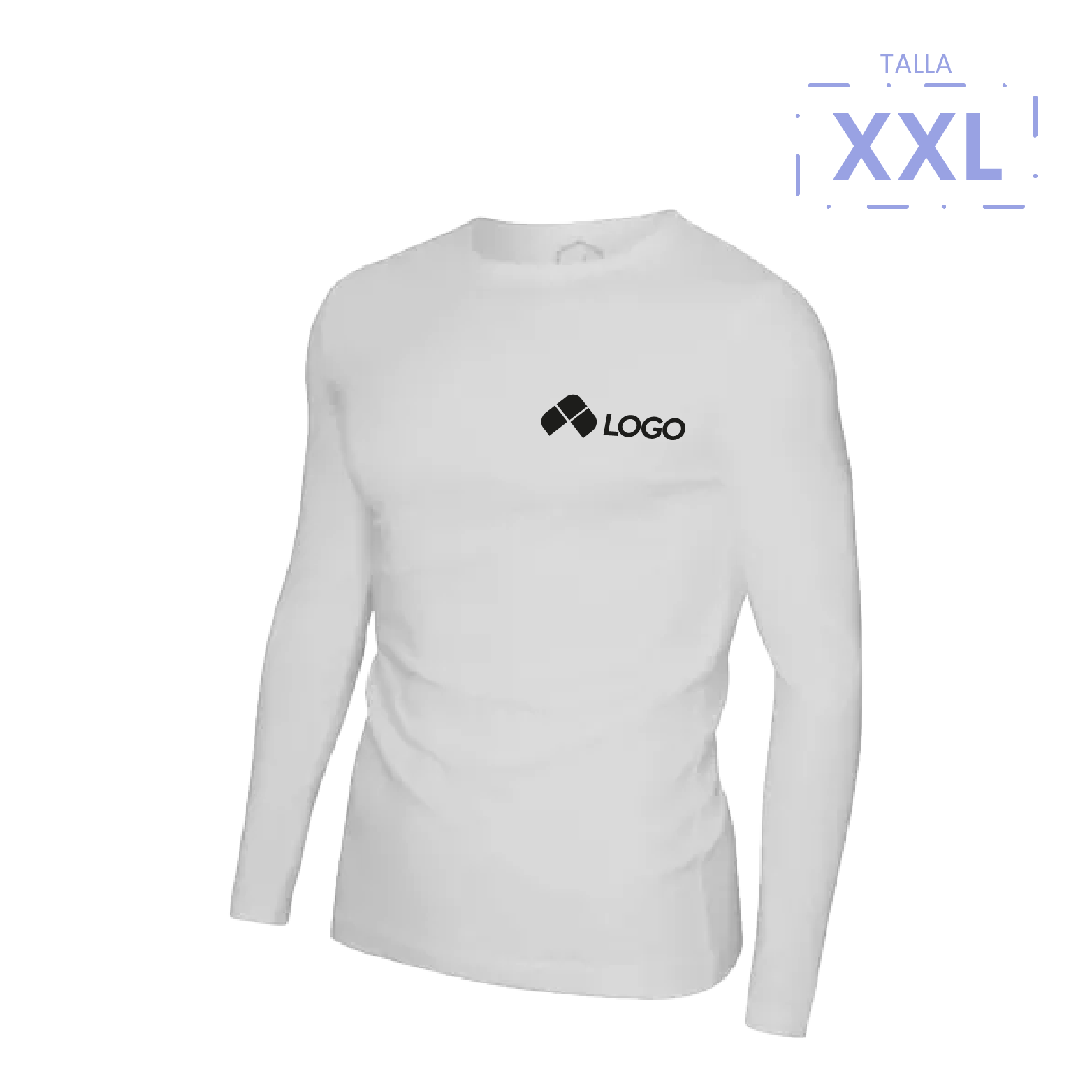 PLAYERA DEPORTIVA CUELLO REDONDO MANGA LARGA CABALLERO PLAYERYTEES BLANCO XXL