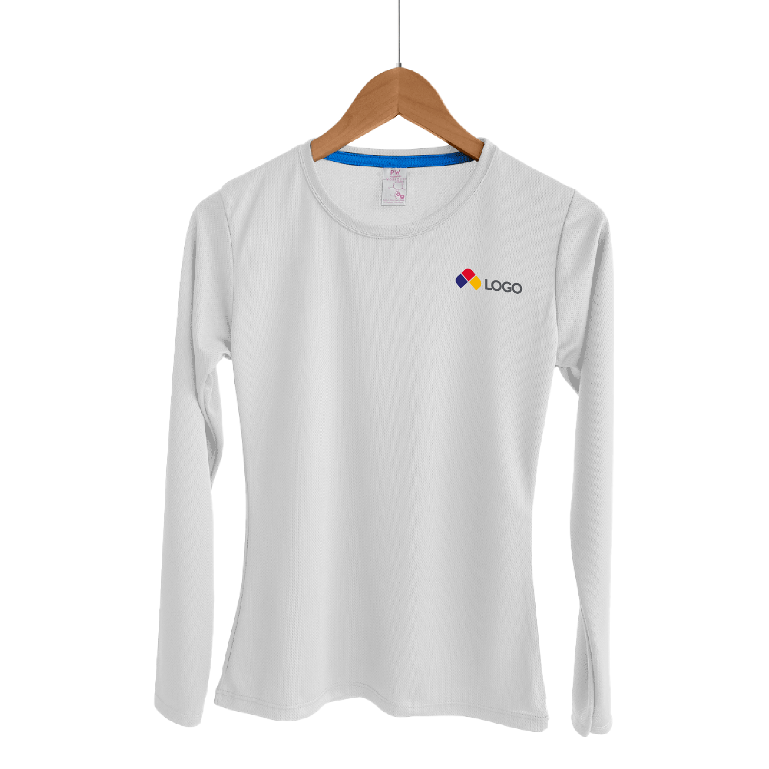 PLAYERA DEPORTIVA CUELLO REDONDO MANGA LARGA DAMA PLAYERYTEES BLANCO S-XL
