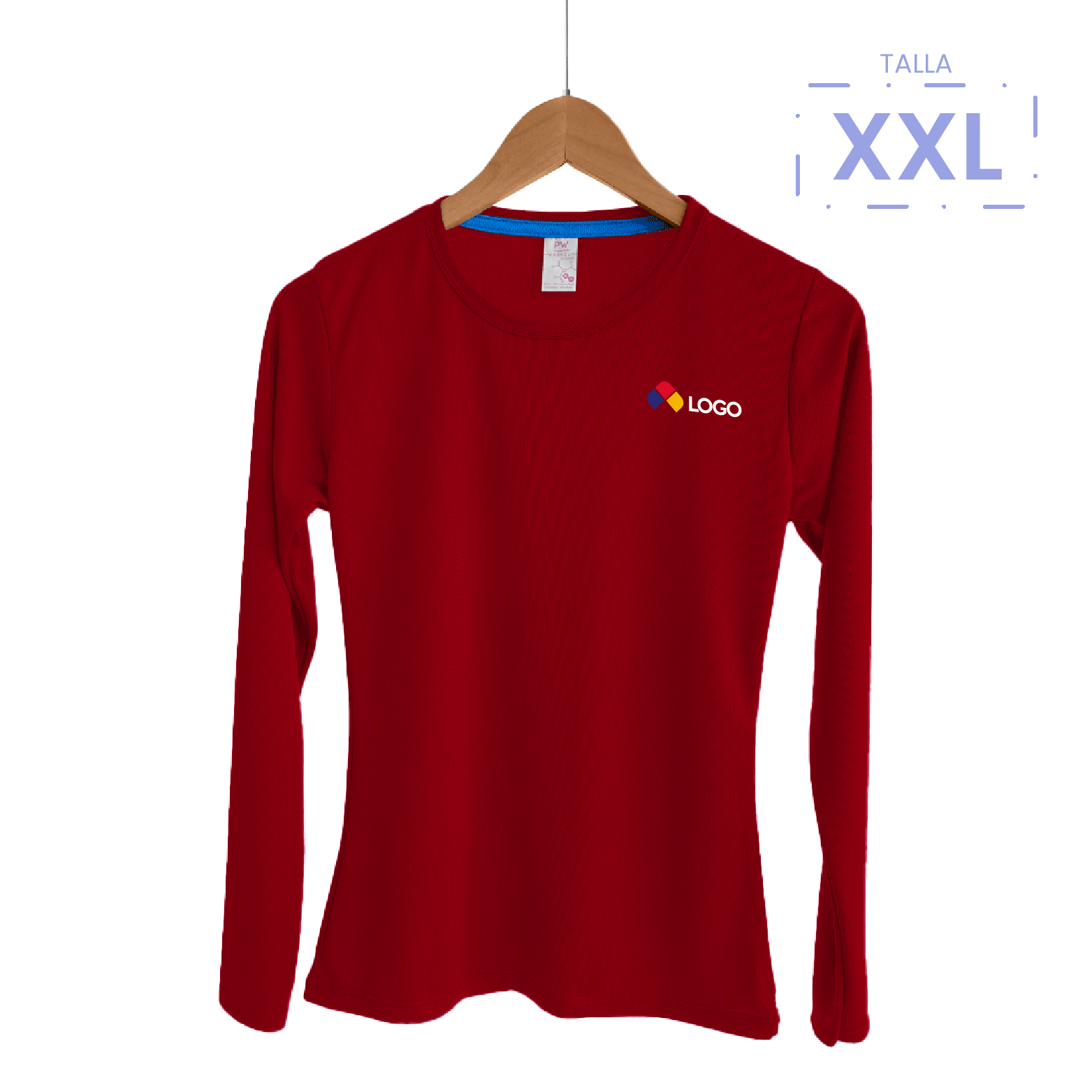 PLAYERA DEPORTIVA CUELLO REDONDO MANGA LARGA DAMA PLAYERYTEES COLORES XXL