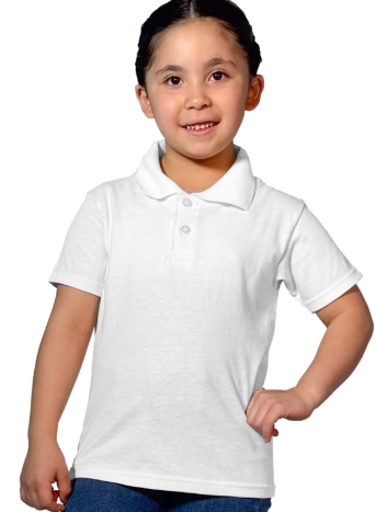 PLAYERA TIPO POLO MANGA CORTA UNISEX PARA NIÑOS · 100% ALGODON COLOR BLANCO