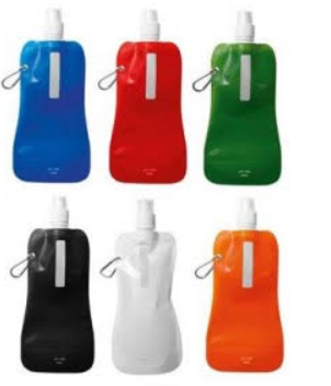 BOTELLA PLEGABLE DE PET CON MOSQUETON DE ALUMINIO (480 ML)