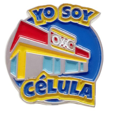 PIN CON SILUETA CON FONDO PINTADO A COLORES Y TACHUELA