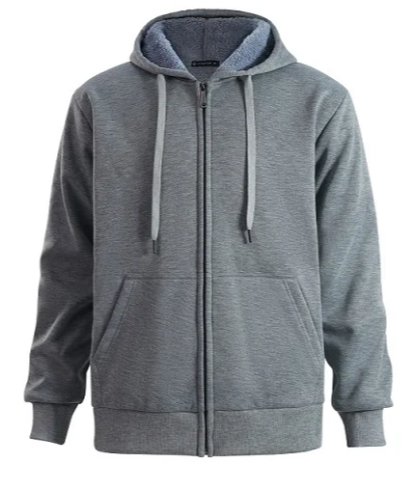 SUDADERA CON CAPUCHA, CREMALLERA COMPLETA Y BOLSILLOS PARA HOMBRE CON FORRO POLAR Y SHERPA