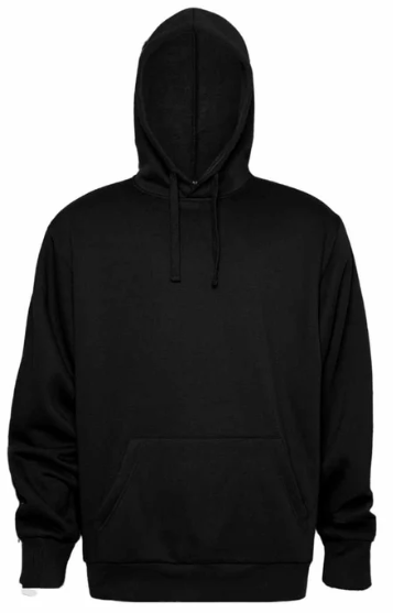 SUDADERA CON CAPUCHA NEGRA DE COLOR LISO CON BOLSILLOS