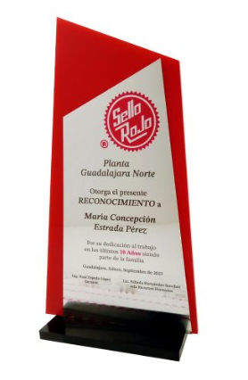 RECONOCIMIENTO DE ACRILICO DE COLORES CON BASE DE ACRILICO Y PLACA DE METAL