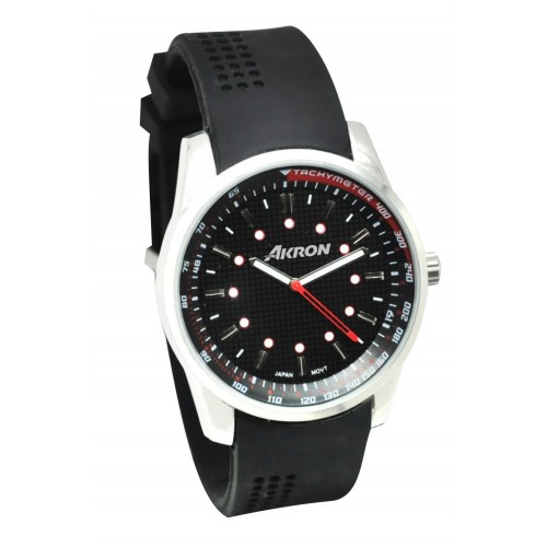 RELOJ DE PULSO DE ACERO INOXIDABLE MARCA NEGAMI DEPORTIVO CORREA CAUCHO NEGRA CON CARATULA ORIGINAL 
